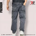 1DENIM NON STITCH BAGGY PANT ASH BLACK CODE-7157 - Image 2